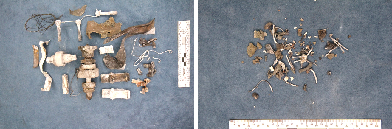 Figure A13: Recovered items following dissolution of the metallic debris.<br />
Source: ATSB