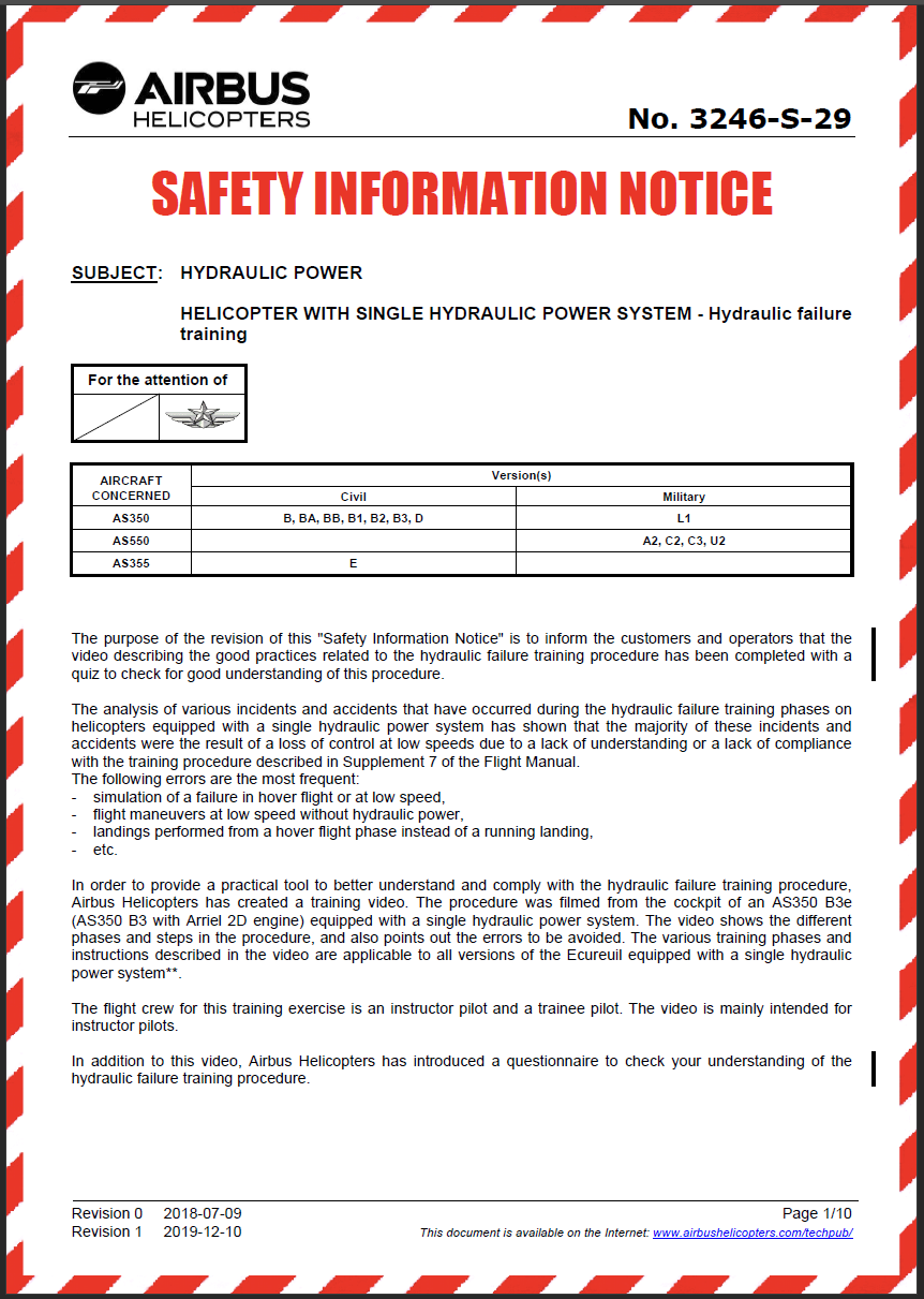 Airbus Helicopters Safety Information Notice 3246-S-29