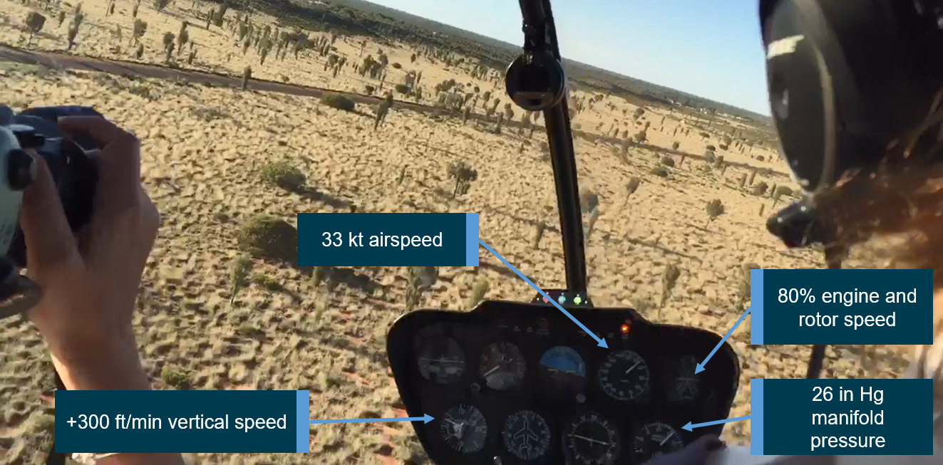 Figure 2: Rotor RPM decay.<br />
Source: Passenger, annotated by the ATSB