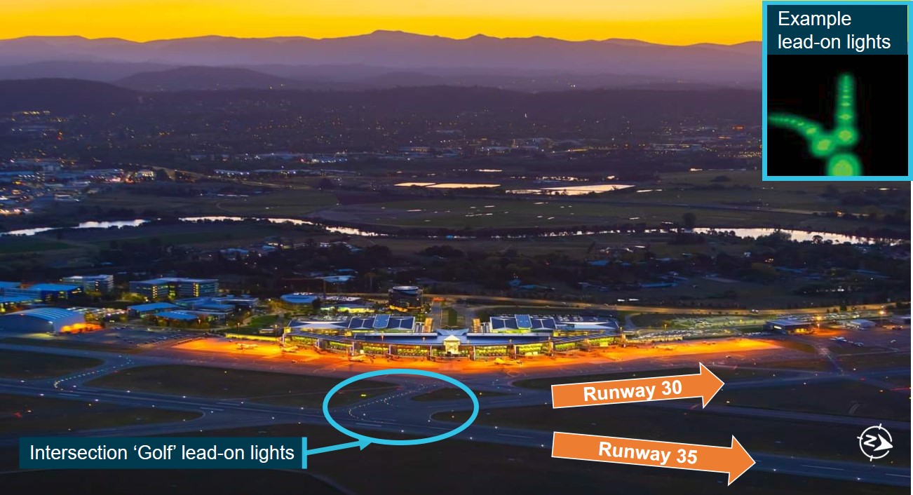 Figure 6: Canberra Airport lighting.<br />
Source: Canberra Airport, annotated by the ATSB