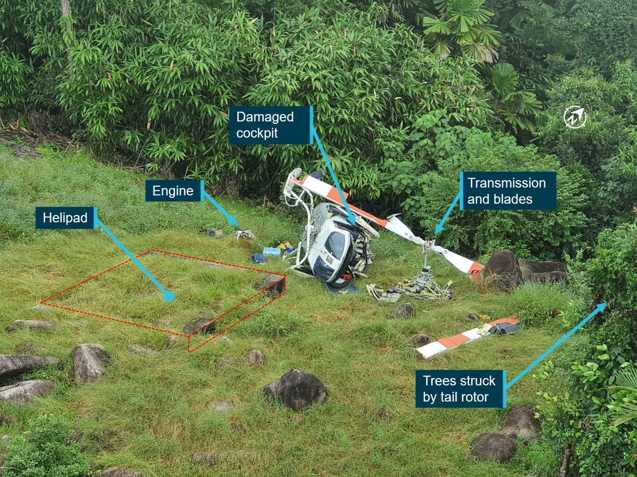 Figure 2: VH-NBR accident site showing overgrown helipad