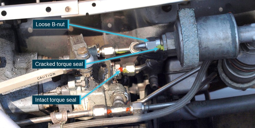 Figure 6: Torque seal on air line unions as found on VH-FHW