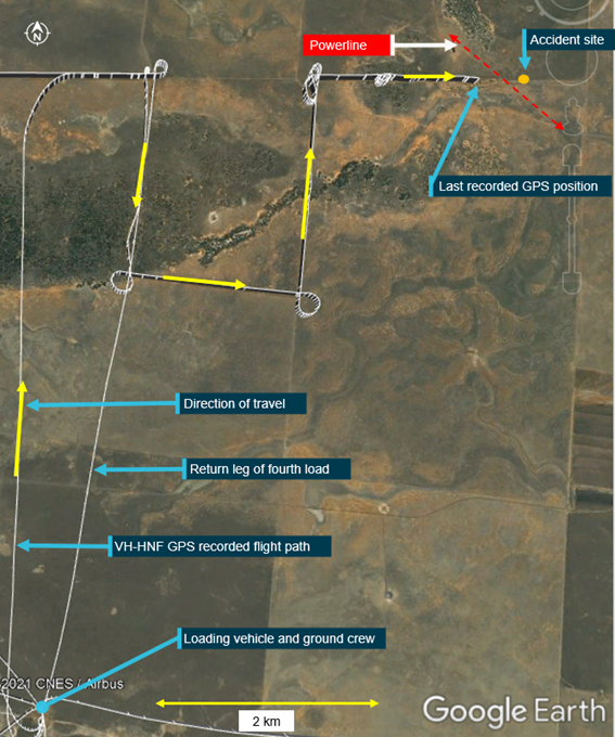 VH-HNF flight path for fifth spray load