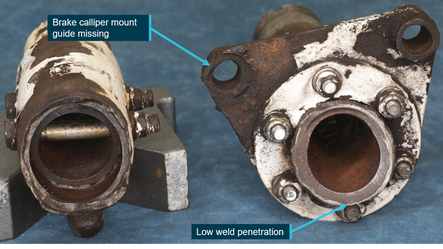 VH-BFS right main landing gear axle after cleaning