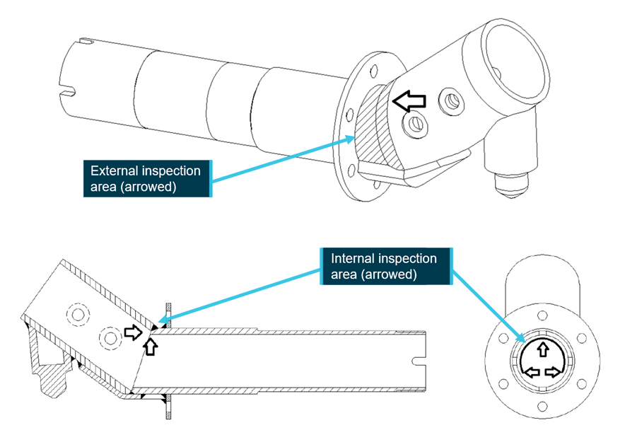 GA8 main landing gear axle assembly inspection areas