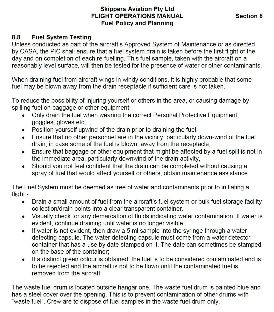 Fuel system testing procedures