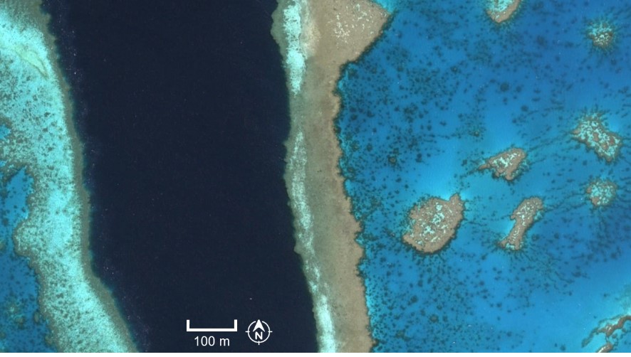 Figure A6: Overhead image from Google Earth showing reef features used in image analysis