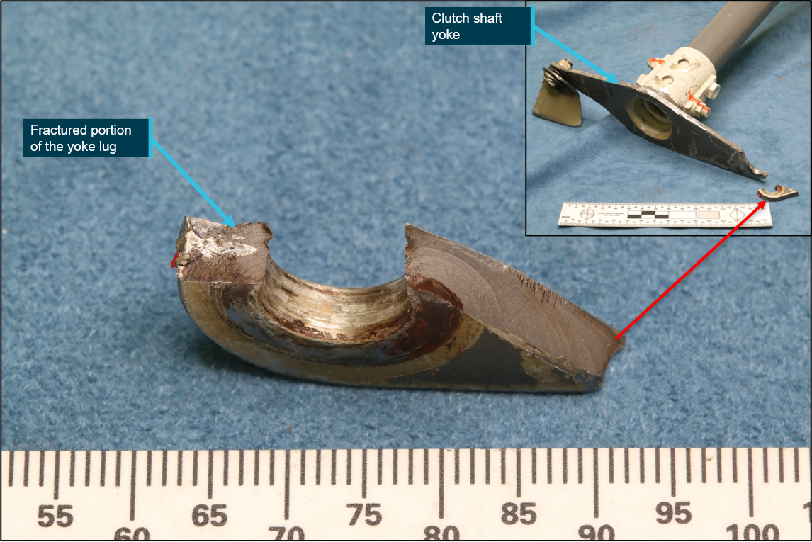 Fractured clutch shaft yoke