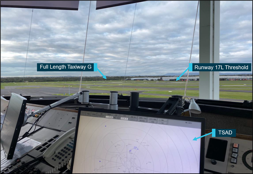 Figure 5: View and perspective from controller position towards runway 17L