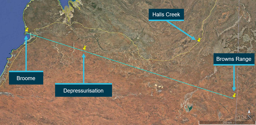 Figure 1: VH-LBY flight path and location of depressurisation