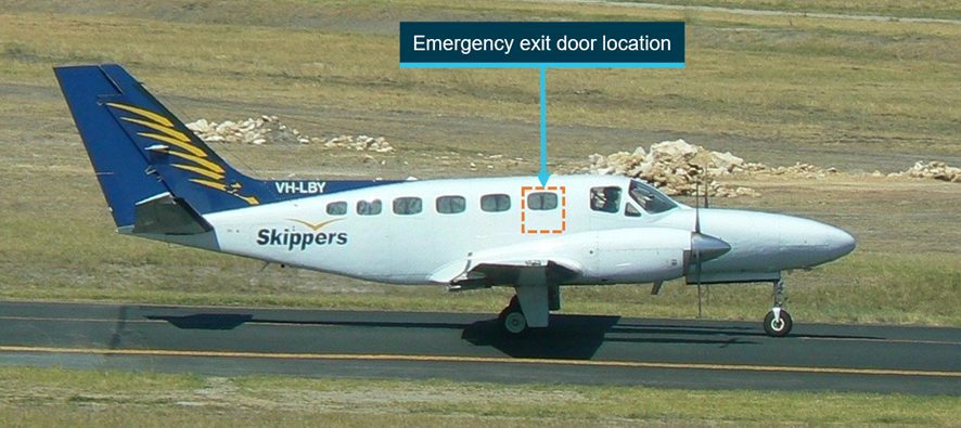 Figure 2: VH-LBY and the location of the emergency exit door