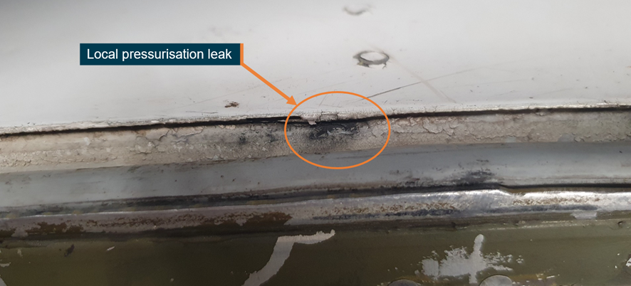 Figure 6: Indication of a local pressurisation leak