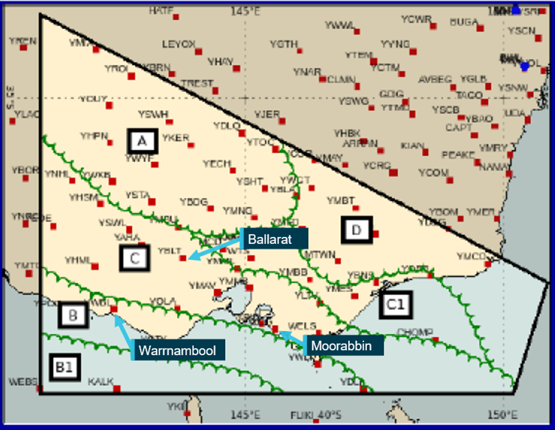 Graphical area forecast valid for flight