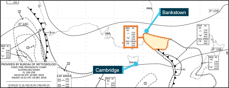 Figure 9: BoM forecast significant weather chart applicable to the planned flight