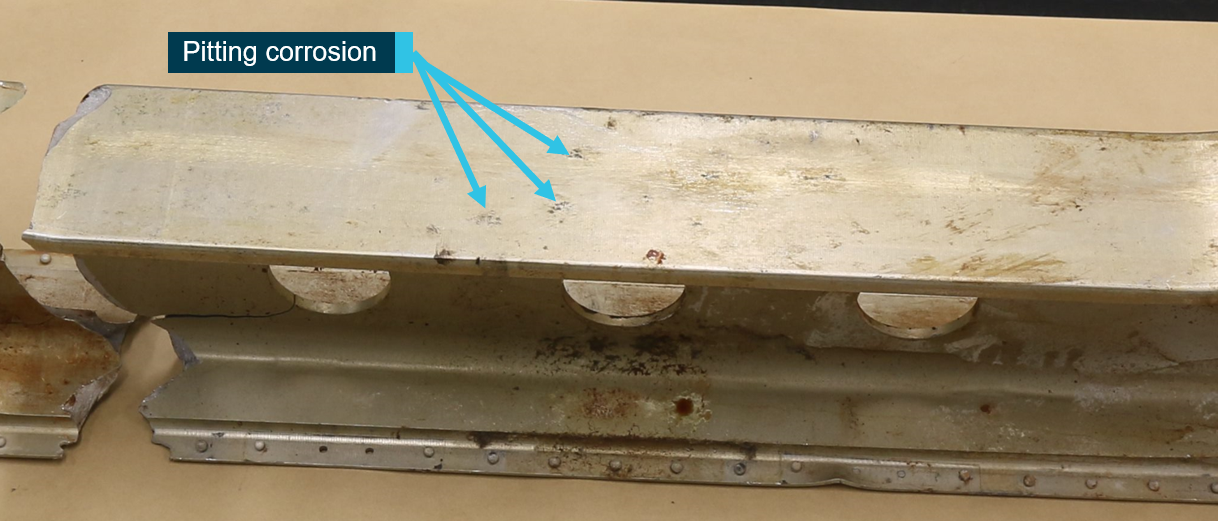 Figure 16: Carry-through underside surface showing pitting corrosion