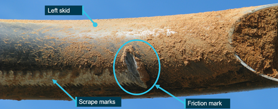 Figure 3: Wire marks on VH-HNF’s left skid