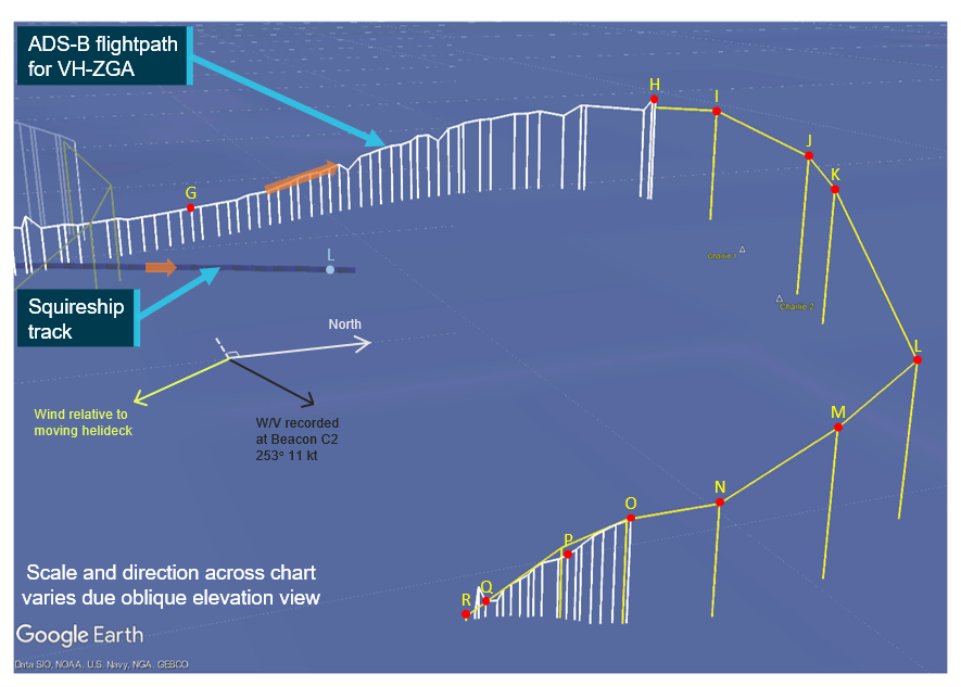 Figure 4: VH-ZGA flight profile during the second approach