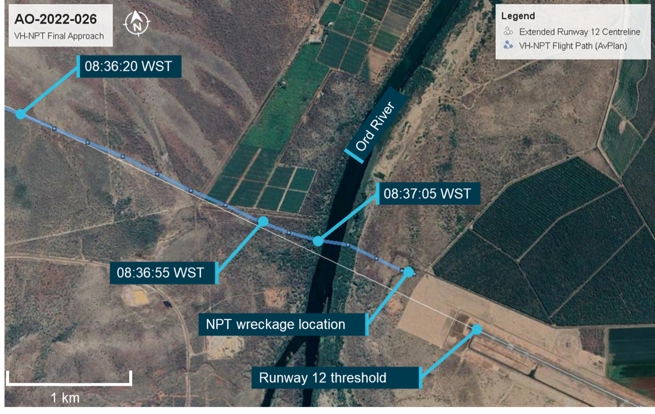 Figure 4: NPT final approach and wreckage location