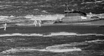 The disabled PV Corsair and its occupants following the grounding on Point Lonsdale Reef. Source: Ports Victoria