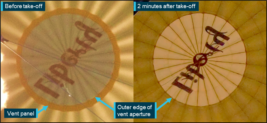 Figure 1: Vent panel before and after take-off (both images to scale)