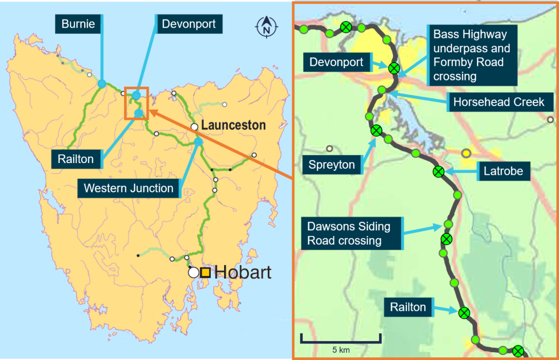 Figure 4: Map of TasRail network