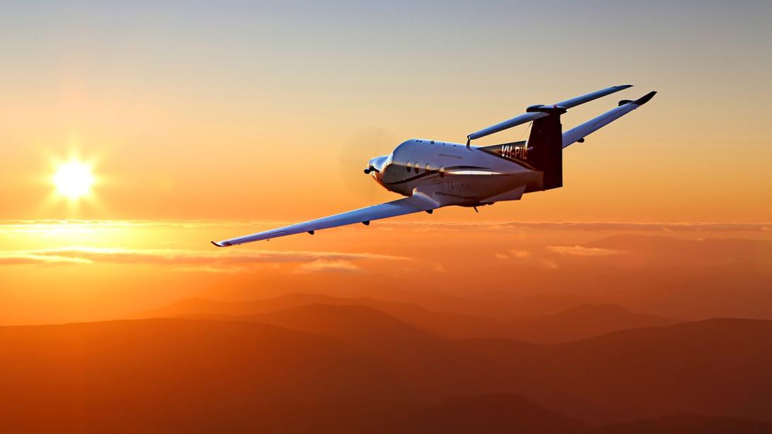 PC-12 at sunset