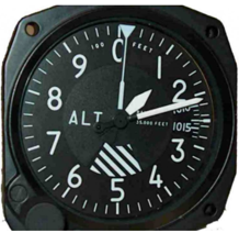 Example of the 3-pointer type of altimeter fitted in VH-OZO