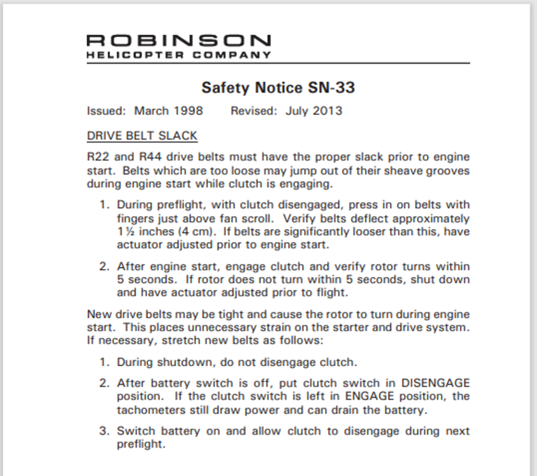 Figure 4: Robinson Safety Notice SN-33 current at the time of the incident