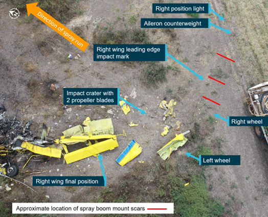 Figure 10: Initial impact points – right wing, main landing gear and propeller