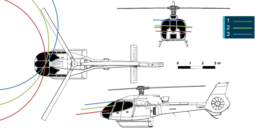 Figure 6: Indicative main rotor strikes to cabin of VH-XH9