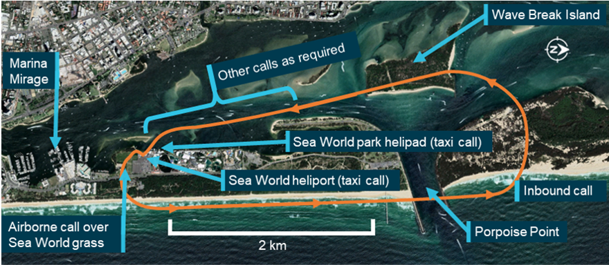 Figure 1: Standard 5-minute scenic flight route and radio calls