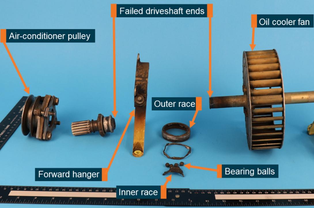 Figure 1: The fan shaft and associated components removed from VH-VTB