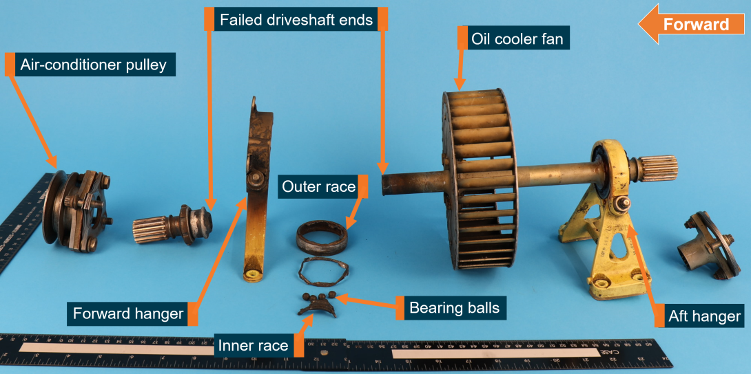 Figure 1: The fan shaft and associated components removed from VH-VTB