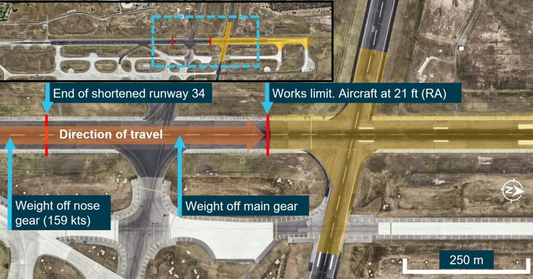 7 September take-off relative to runway works