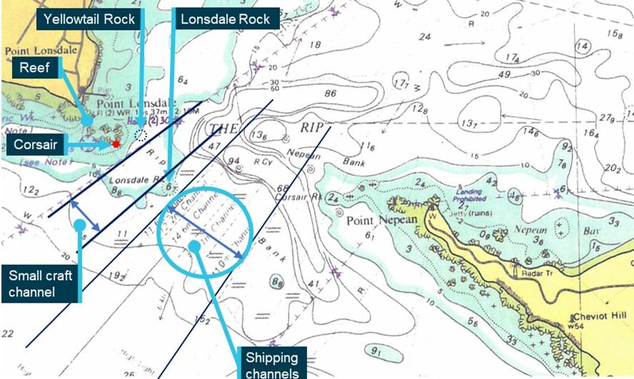 Port Phillip Heads and entrance channels.