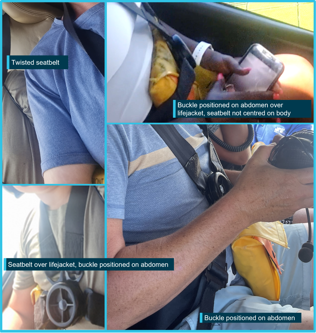 Examples of passenger incorrect seatbelt fitment 