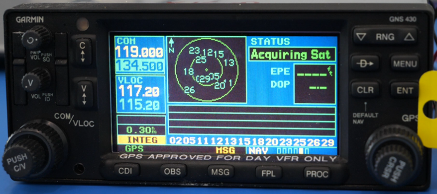 Garmin GNS430 from VH-XKQ - Indication on power up after self-test