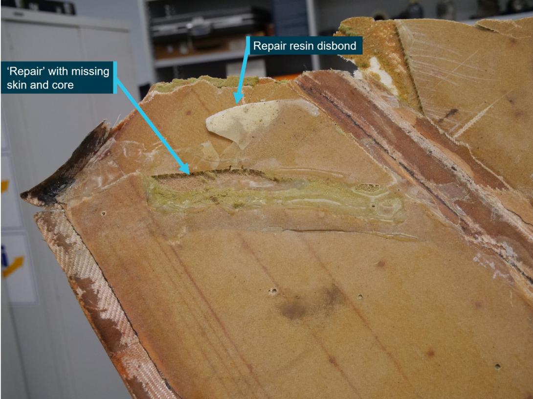 Figure 10: Repair over core and skin damage