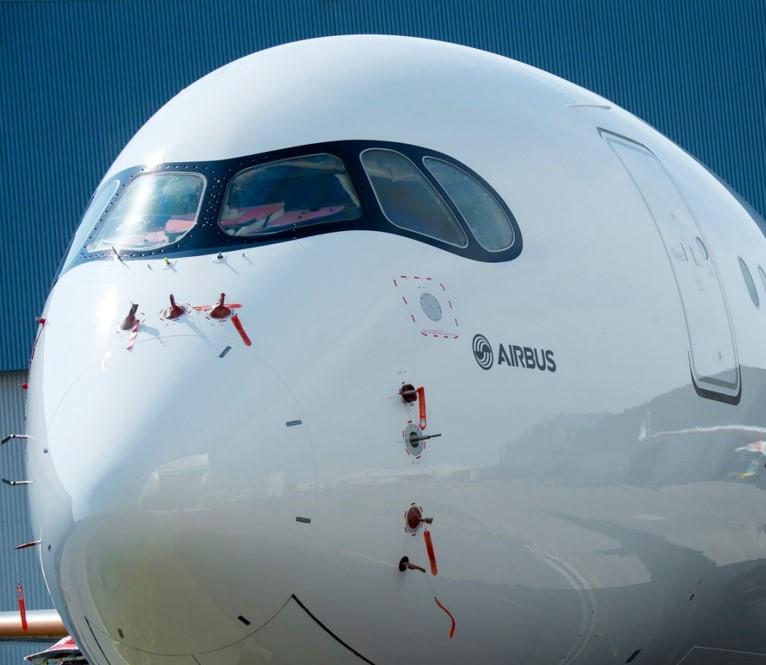 Figure 4: Airbus A350 aircraft showing left side probes with covers fitted 