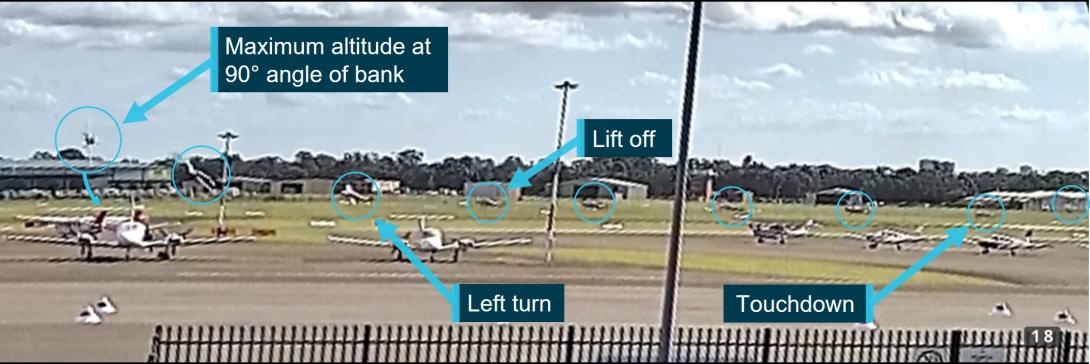 Figure 3: Bankstown Airport terminal CCTV showing sequence from initial touchdown to just before impact (right to left)