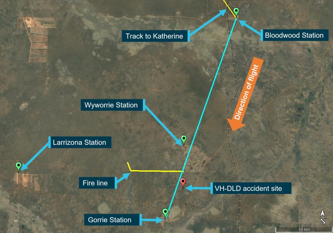 Figure 1: Direct track from Bloodwood Station to Gorrie Station