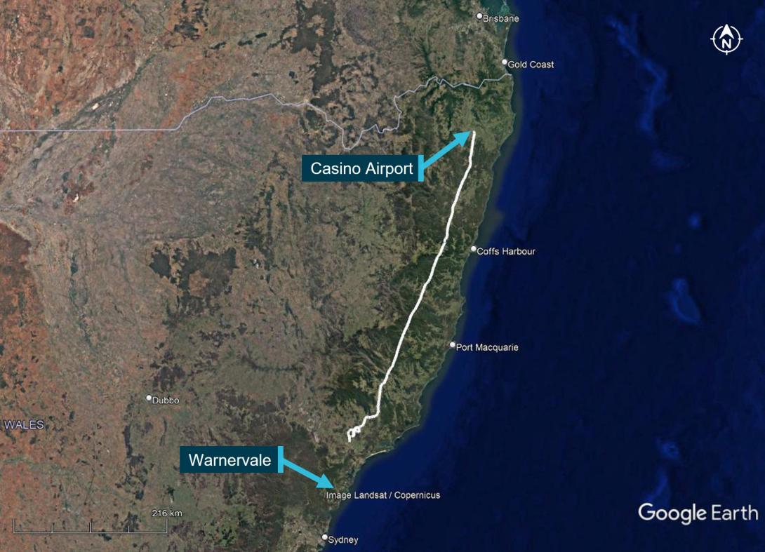 Figure 1: VH-PHP flight track