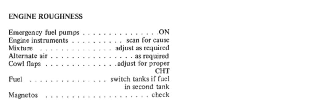 Figure 6: PA-31-350 engine roughness checklist