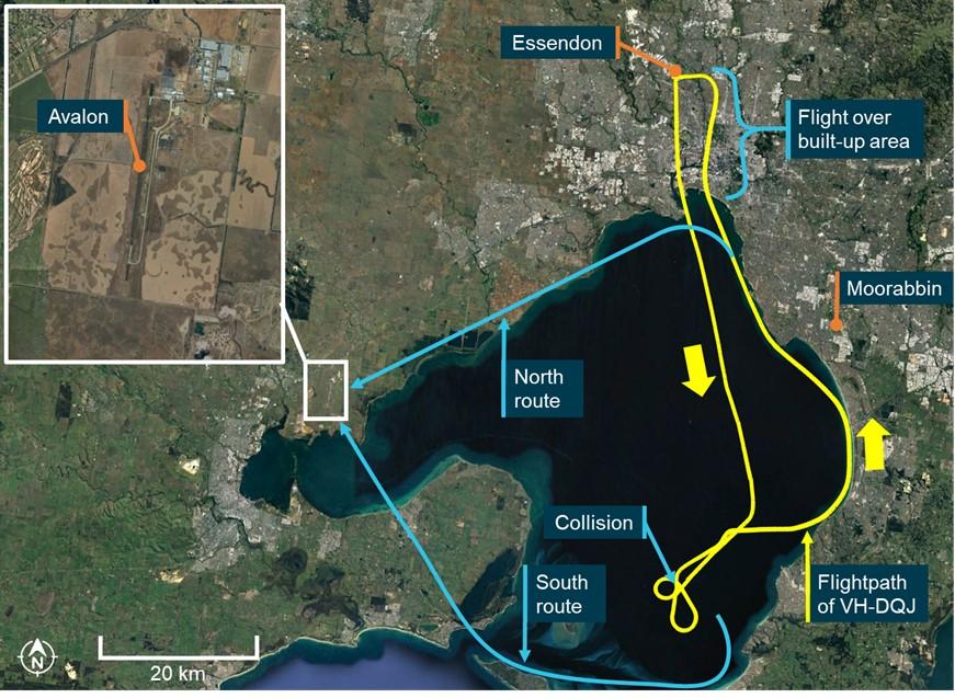 Figure 13: Flight paths to Avalon Airport