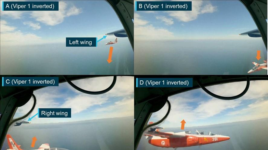 Figure 4: Recorded images from Viper 1 of third manoeuvre and collision