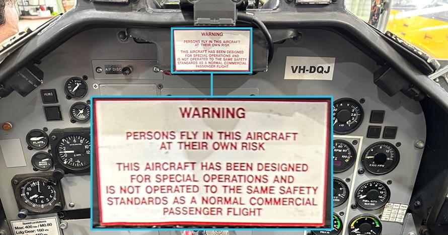 Figure 8: Rear instrument panel placard in Viper 1