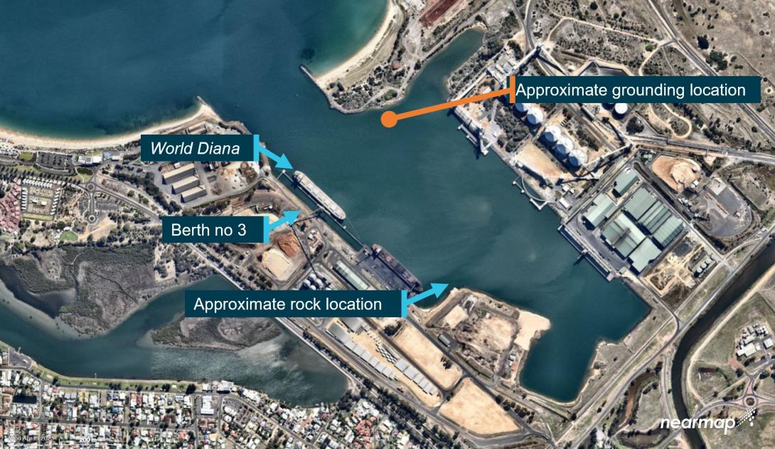 Figure 1: Overview of Bunbury inner harbour with World Diana at berth no 3