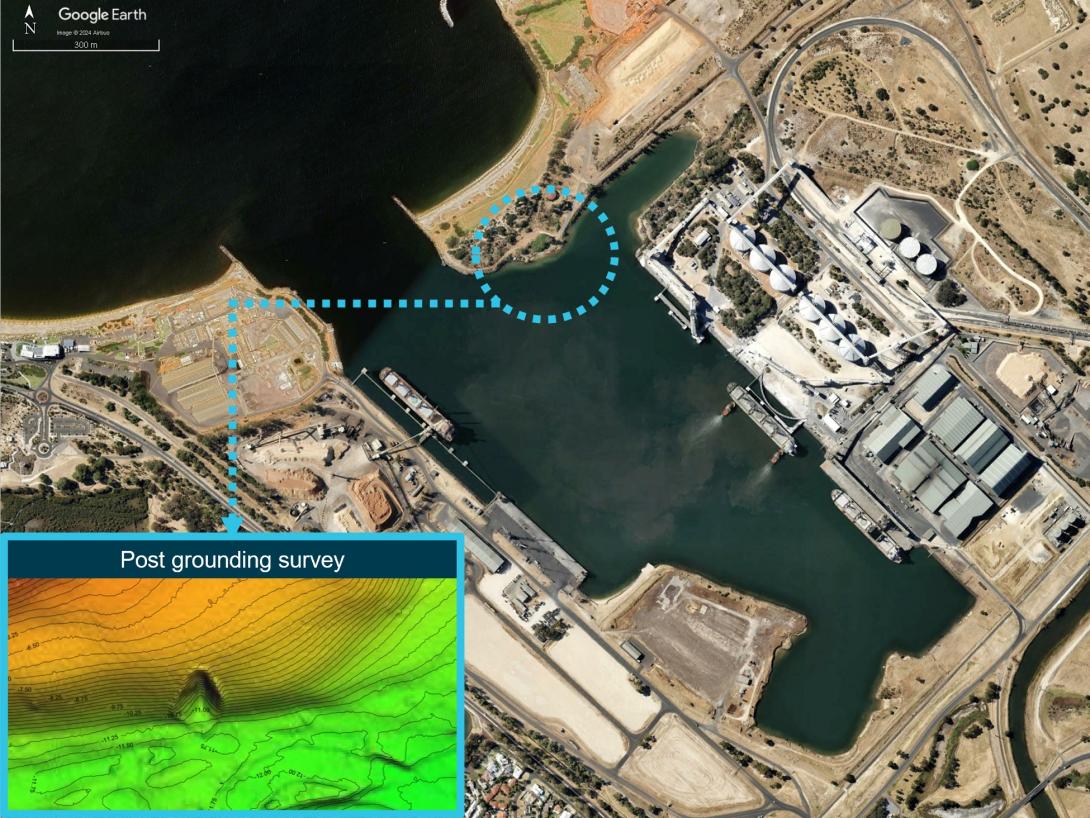 Figure 2: Post incident survey imagery of shallow water (circled)