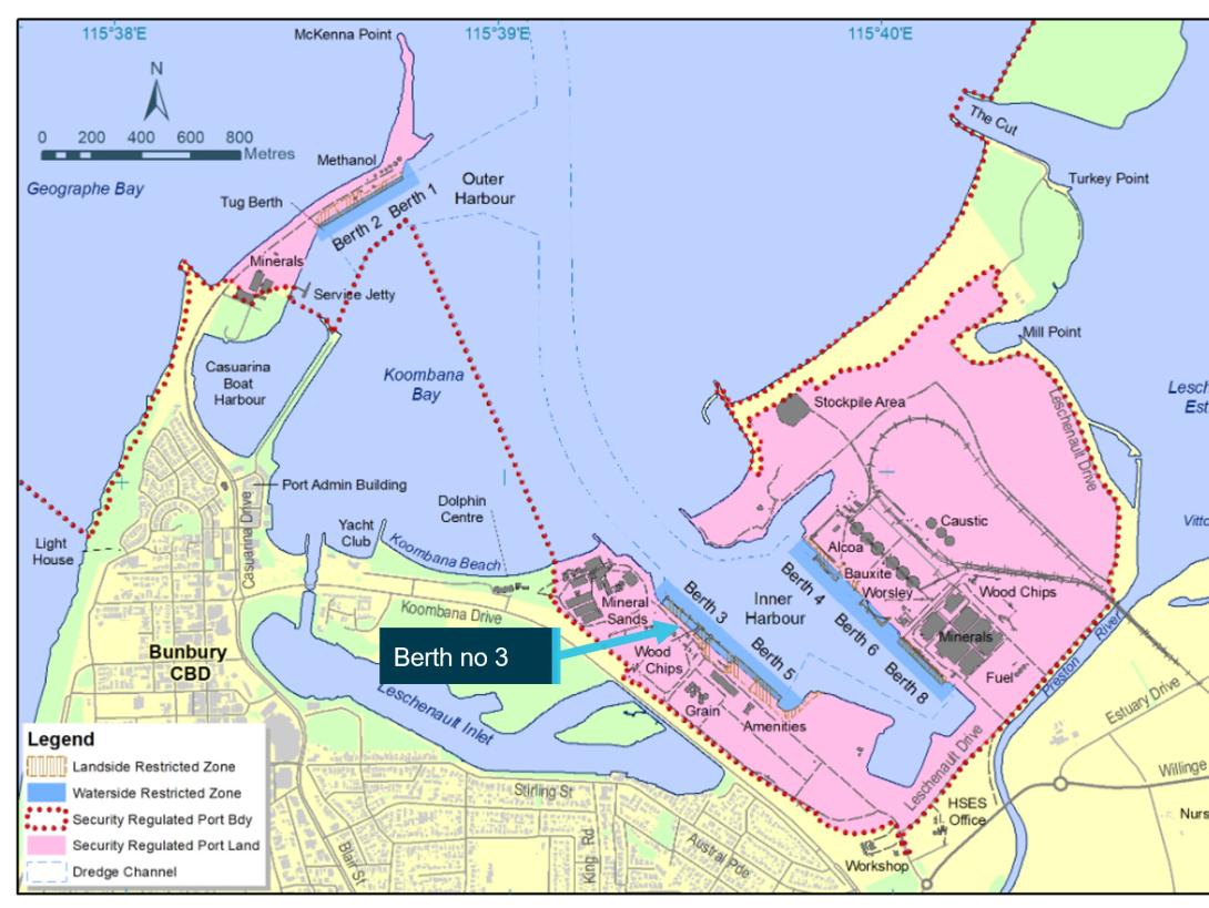 Figure 3: Bunbury harbour berth layout