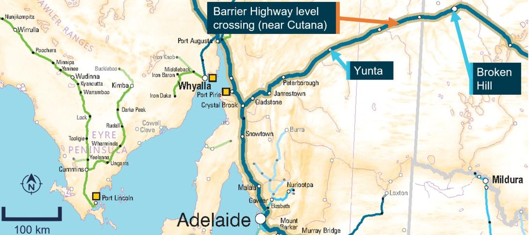 Figure 1: Map showing location of level crossing